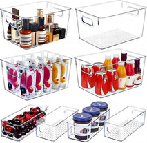 Set of 8 Clear Plastic Storage Bins for Pantry Organization and Kitchen Storage