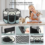 Grey dog cat playpen for small dogs, puppies, cats, rabbits - portable pop up kennel with carrying case