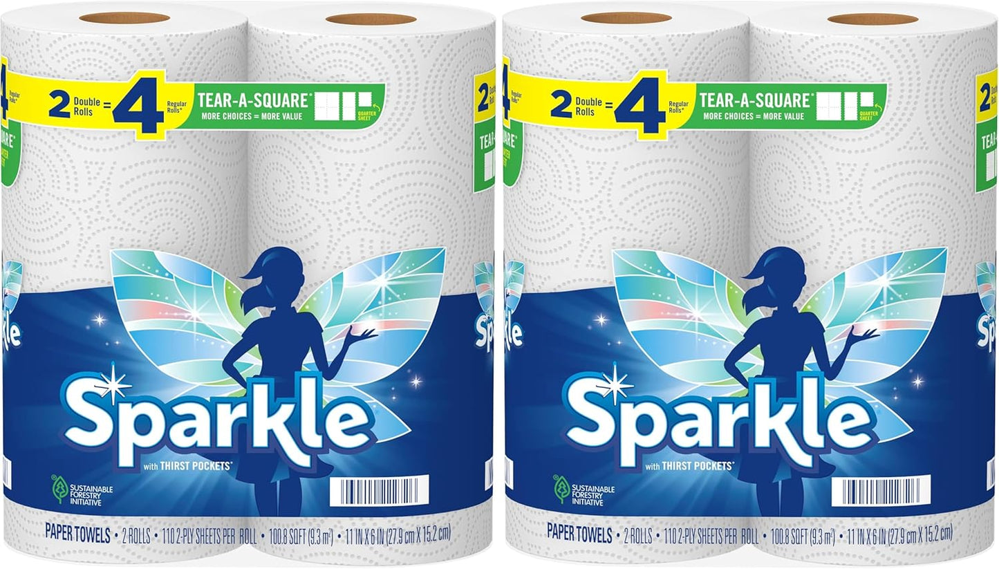 Sparkle Pick-A-Size Paper Towels, Spirited Prints, 6 Double Rolls = 12 Regular Rolls, Everyday Value Paper Towel With Full And Half Sheets
