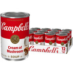 Campbell's 10.5 oz Cream of Mushroom Soup, 12-Pack Canned Condensed Soup for Holiday Recipes