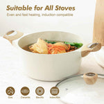 SENSARTE Ceramic Nonstick Stock Pot with Lid, 2.6/4.5/6.6/8.5 QT Soup Pot Casserole Pot, Non-toxic Healthy Pasta Pot, Large Cooking Pot Stew Pot, Induction Compatible, PFOA PFAS PTFE Free, White