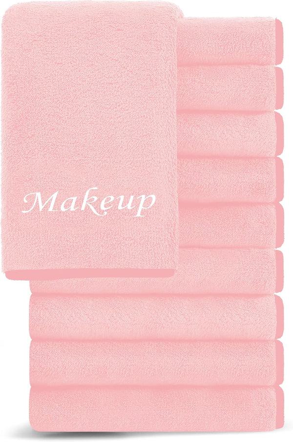 Cosy Family 10 Pack Makeup Remover Wash Cloths - Soft Microfiber Fingertip Facial Cleansing Cloths for Hand and Make Up, 12 x 12 in, Black Grey