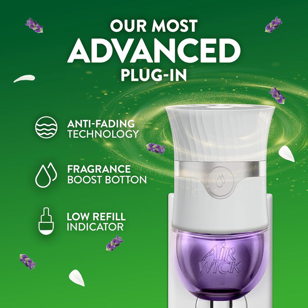 Air Wick Plug in Scented Oil Starter Kit, 2 Warmers + 6 Refills, Lavender & Chamomile, Eco Friendly, Essential Oils, Air Freshener