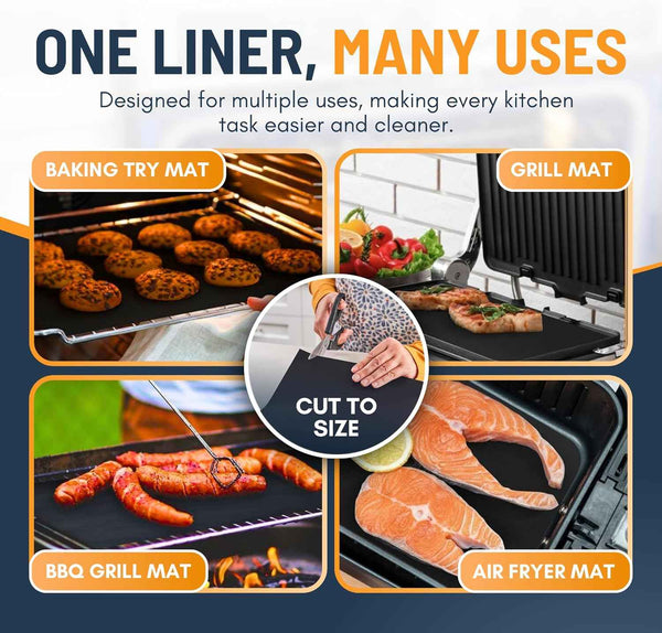 Oven Liners for Bottom of Oven - 2 Pack Large Heavy Duty Mats, 17”x25” Non-Stick Reusable Liner for Electric, Gas, Toaster Ovens, Grills - BPA & PFOA Free Kitchen Accessory to Keep Oven Clean (Black)