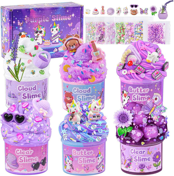 6 Pack Slimes, Pink Slime Kids, Cloud Slime kit for Girls Ages 8-12, Toys for Girls and Boys, for Kids Slime Set Party kit Goodie Bag Stuffers, 4 5 6 7 8 9 10 Year Old Girl Birthday Gift Cute Stuff