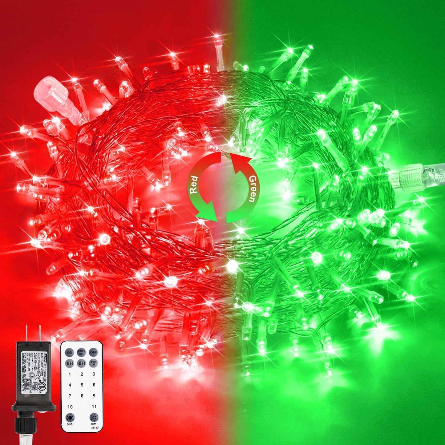JMEXSUSS 100 LED Warm White Christmas Lights, Indoor String Light Bedroom 8 Modes Christmas Tree Lights Plug in, 33ft Connectable Fairy Twinkle Light Outdoor for Home Garden Xmas Tree Decor