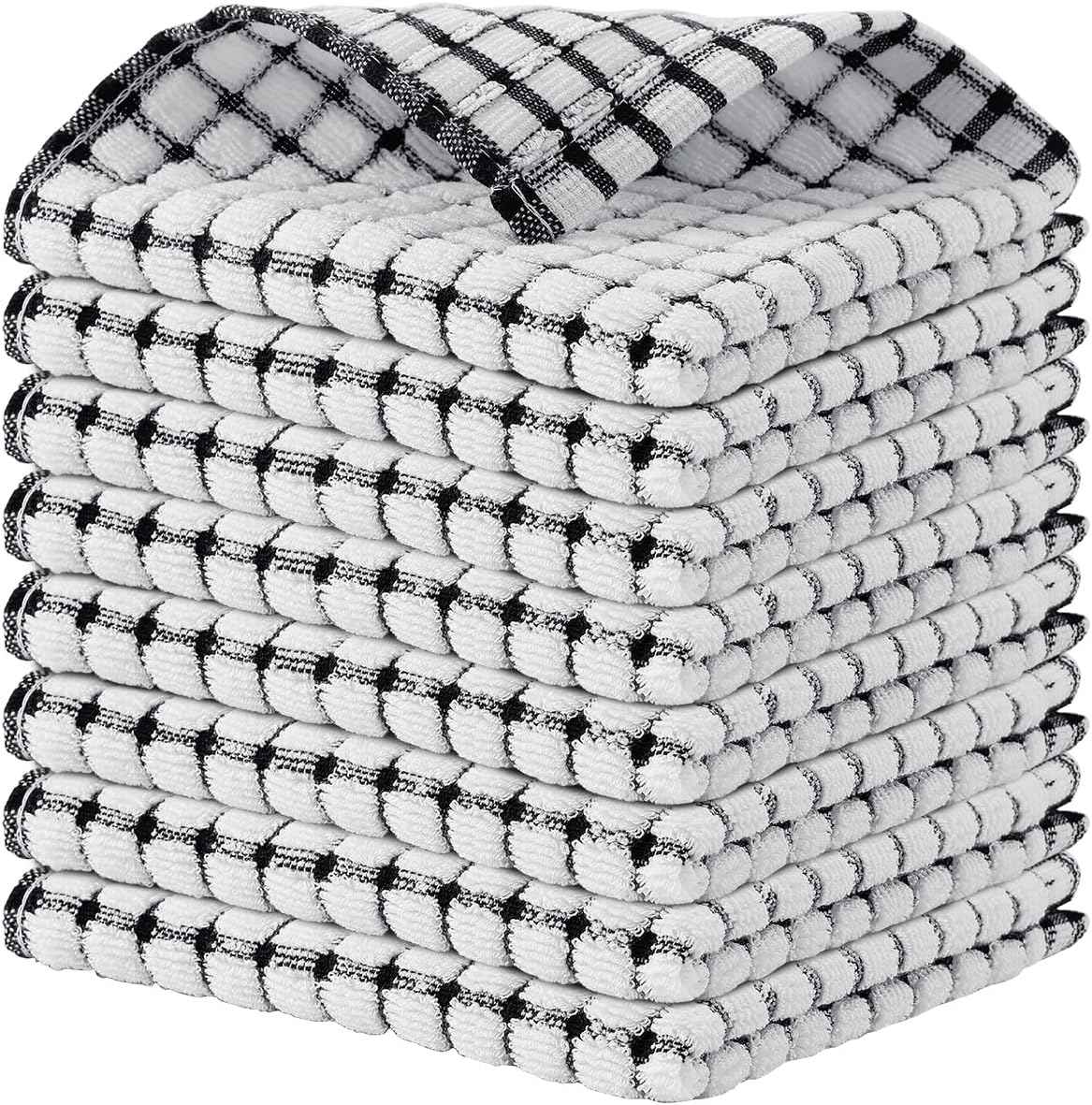 Kitinjoy Cotton 8 Pack Terry Kitchen Dish Cloths, 12 x 12 Inches Super Soft and Absorbent Dish Rags, Quick Drying Dish Towels for Washing Dishes, Mixed Color