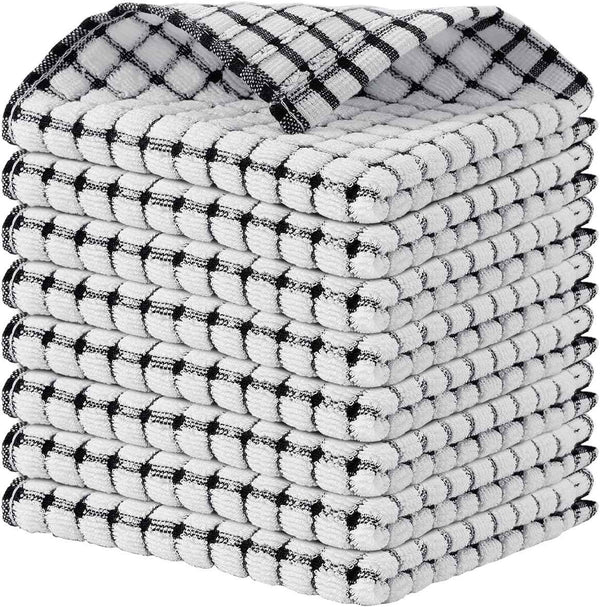 Kitinjoy Cotton 8 Pack Terry Kitchen Dish Cloths, 12 x 12 Inches Super Soft and Absorbent Dish Rags, Quick Drying Dish Towels for Washing Dishes, Mixed Color