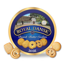 Royal Dansk Danish Butter Cookies, assorted Christmas gift tin, 24 oz, premium quality, reusable tin