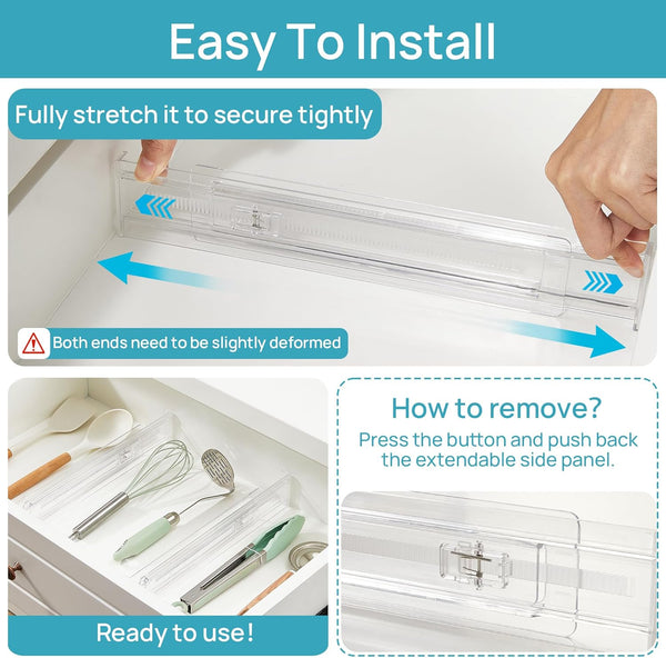 8 Pack Shallow Drawer Dividers for Kitchen Utensil and Underwear Storage