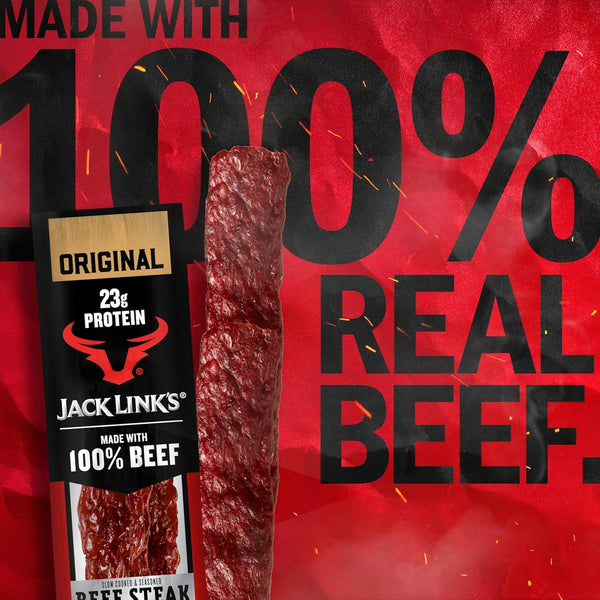 Jack Link's Original Beef Steak Protein Snacks, 12 Count, 2 Oz Each, Made with 100% Real Beef