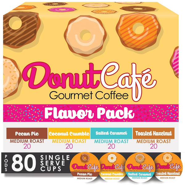Donut Café Coffee Pods, Classic Blend, Medium Roast, Non-GMO, Gluten Free, 80 Count