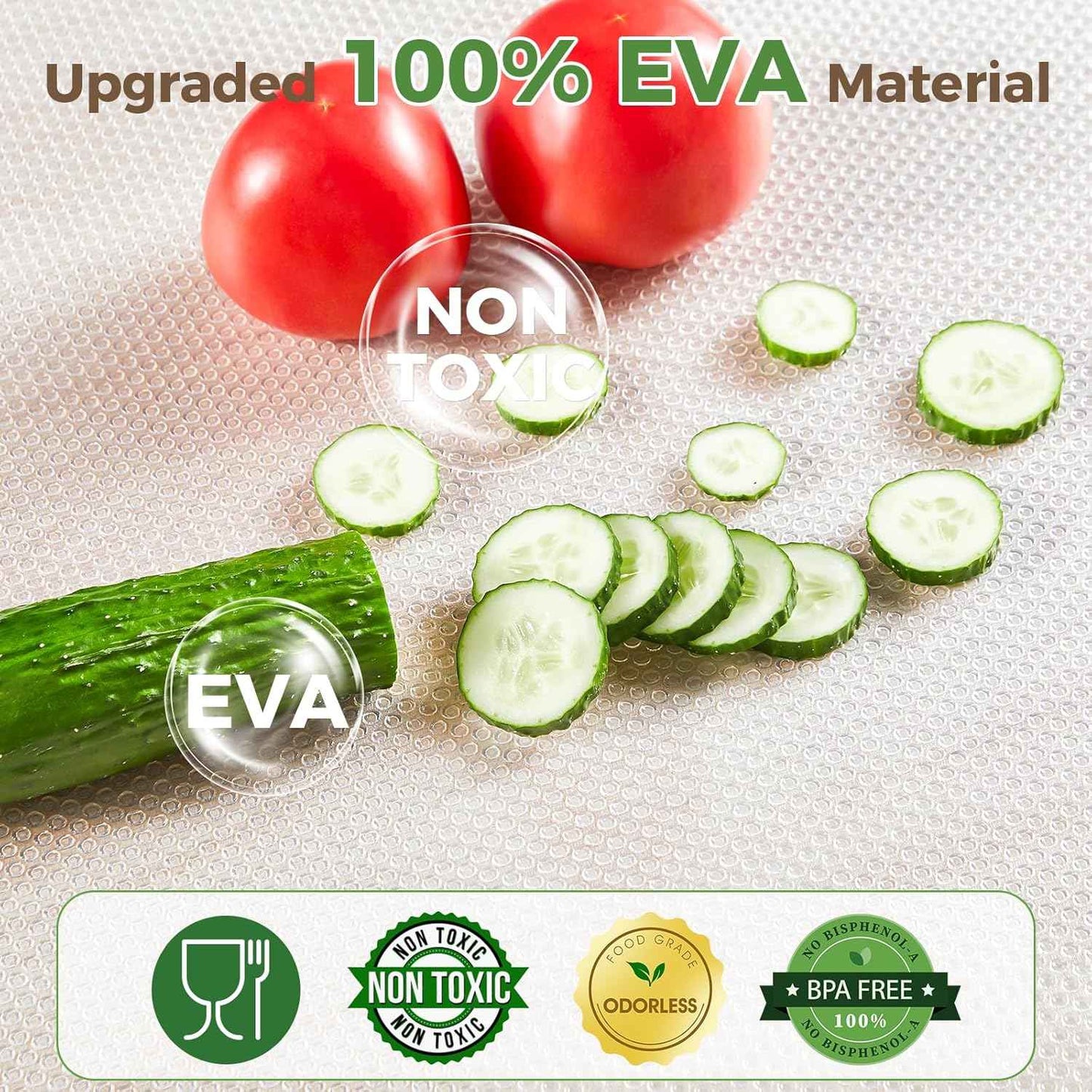 100% EVA clear non adhesive shelf liner, 24" x 360", waterproof non slip for kitchen cabinet drawer pantry