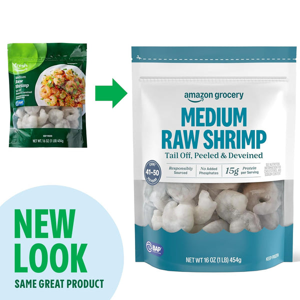 Amazon Grocery, Medium Raw Shrimp, 16 Oz