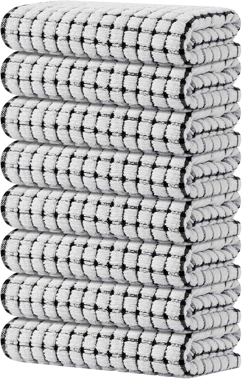 Kitinjoy Cotton 8 Pack Terry Kitchen Dish Cloths, 12 x 12 Inches Super Soft and Absorbent Dish Rags, Quick Drying Dish Towels for Washing Dishes, Mixed Color