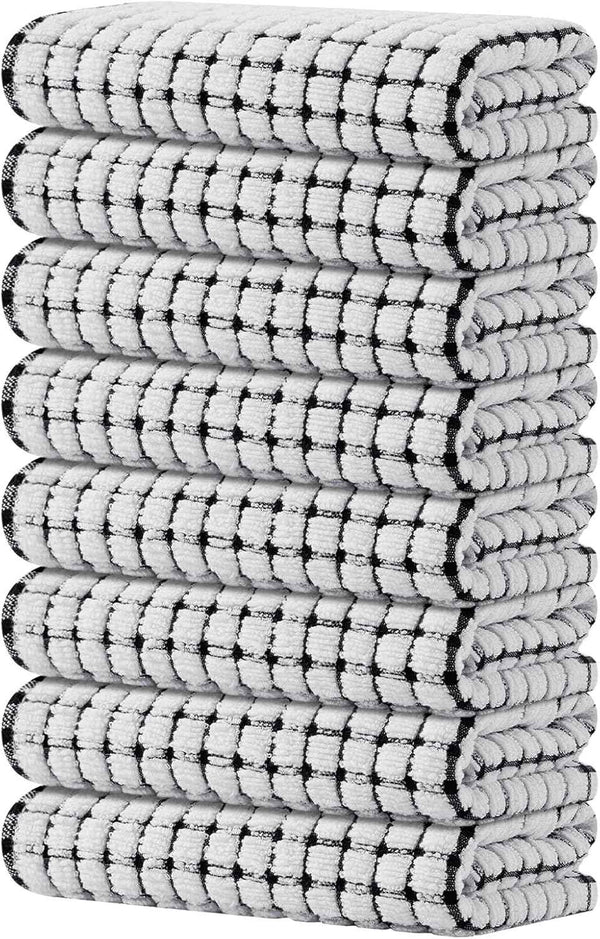Kitinjoy Cotton 8 Pack Terry Kitchen Dish Cloths, 12 x 12 Inches Super Soft and Absorbent Dish Rags, Quick Drying Dish Towels for Washing Dishes, Mixed Color