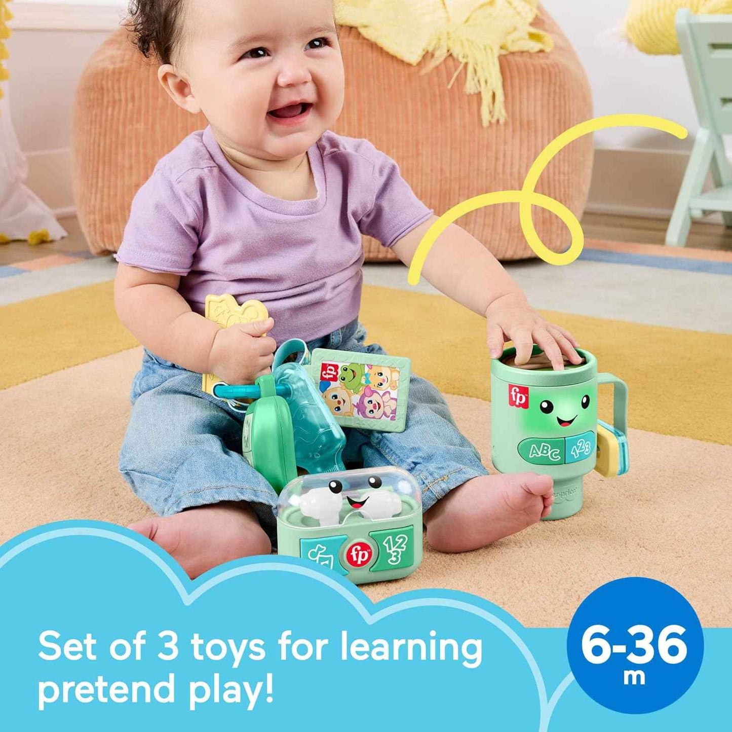 Fisher-Price Baby Toys Laugh & Learn Ready to Go Gift Set, 3 Electronic Learning Activities for Toddler Pretend Play Kids Ages 6+ Months (Amazon Exclusive)