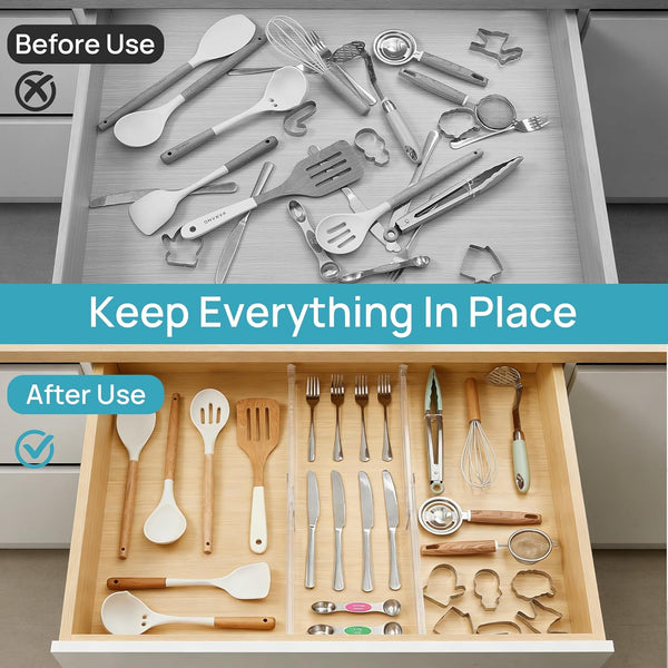 8 Pack Shallow Drawer Dividers for Kitchen Utensil and Underwear Storage