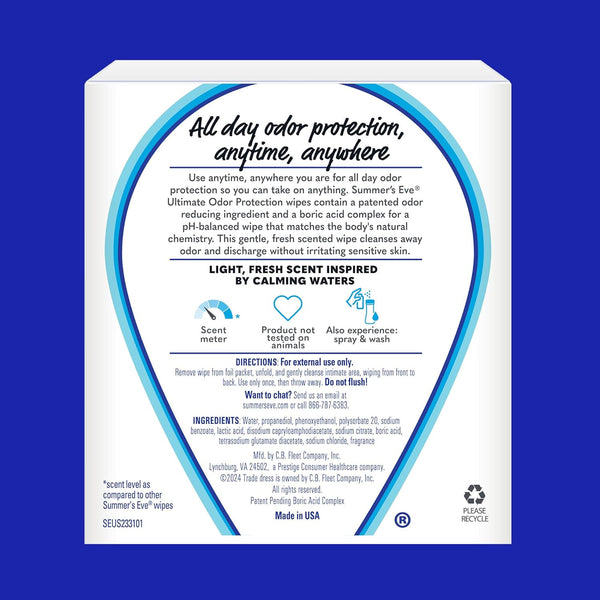Summer's Eve 12-count Ultimate Odor Protection Daily Feminine Wipes with pH-balanced boric acid formula