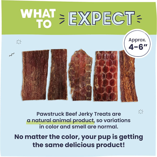 Pawstruck Premium Beef Jerky Dog Chews, 4"-6" Strips, 15 Count