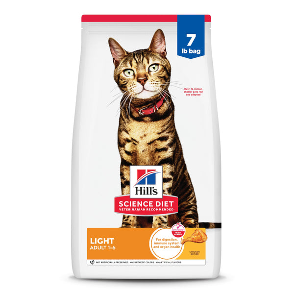 Hills Science Diet Light Adult 1-6 Weight Management Chicken Dry Cat Food 7 lb Bag