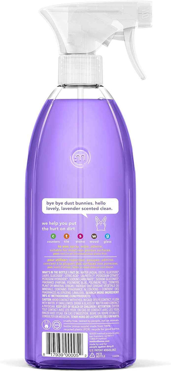 Method All-Purpose Cleaner Spray, French Lavender, 28 Fl Oz, (Pack of 4)