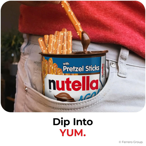 Nutella & GO! Chocolate Hazelnut Spread with Pretzel Sticks, 24 Snack Packs, 1.9 oz Each