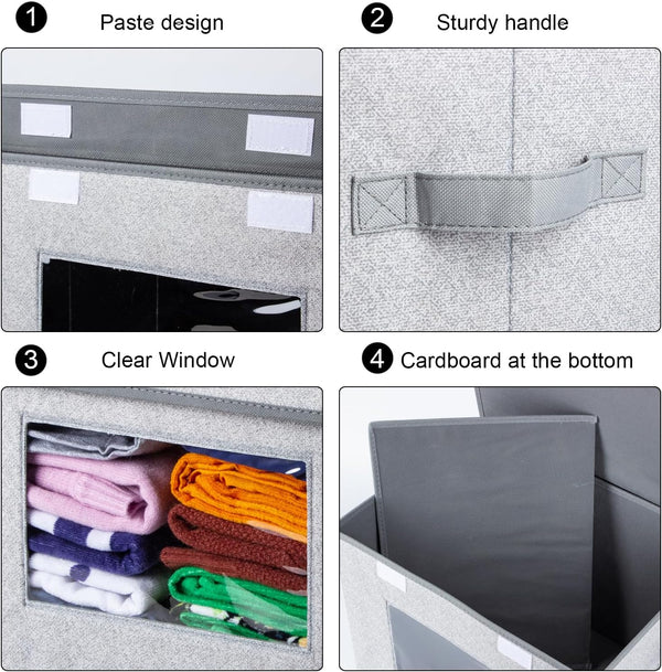 Large Collapsible Stackable Storage Bins with Lids for Home and Office