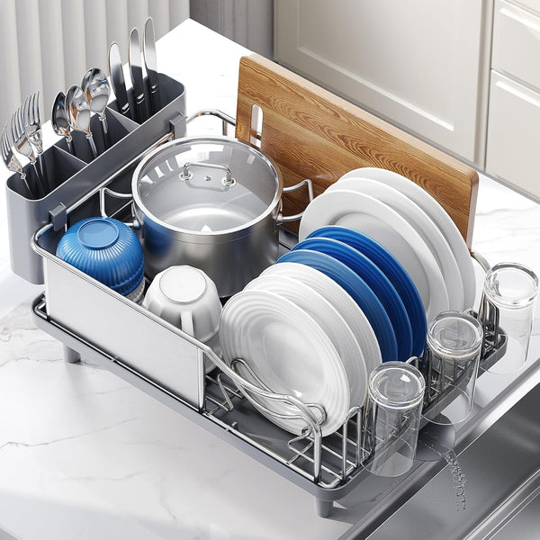 304 Stainless Steel Dish Drying Rack with Large Capacity and Drain Board