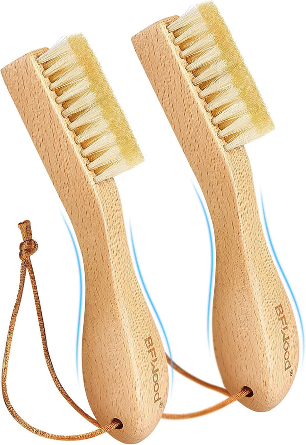 Laundry Stain Brush, Natural Soft Boar Bristles, Removes Tough Stains from Delicate Fabrics Like Knits, Cotton, and Linens, Gentle on Fabrics, No Damage