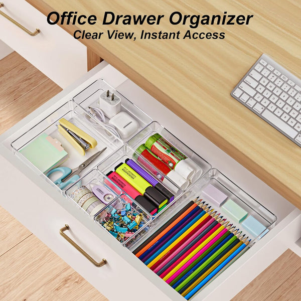 7-Piece Drawer Organizer Set with Non-Slip Pads for Desk, Kitchen, and Bedroom Drawers