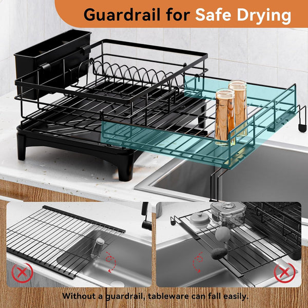 Expandable Dish Drying Rack for Kitchen Counter