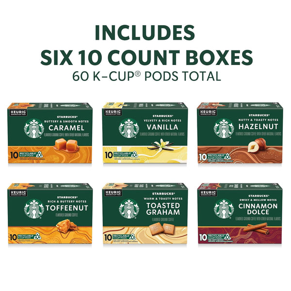 Starbucks K-Cup Coffee Pods Variety Pack 60 Keurig Pods