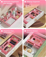 25 PCS Plastic Drawer Organizers Set for Makeup, Jewelry, and Utensils