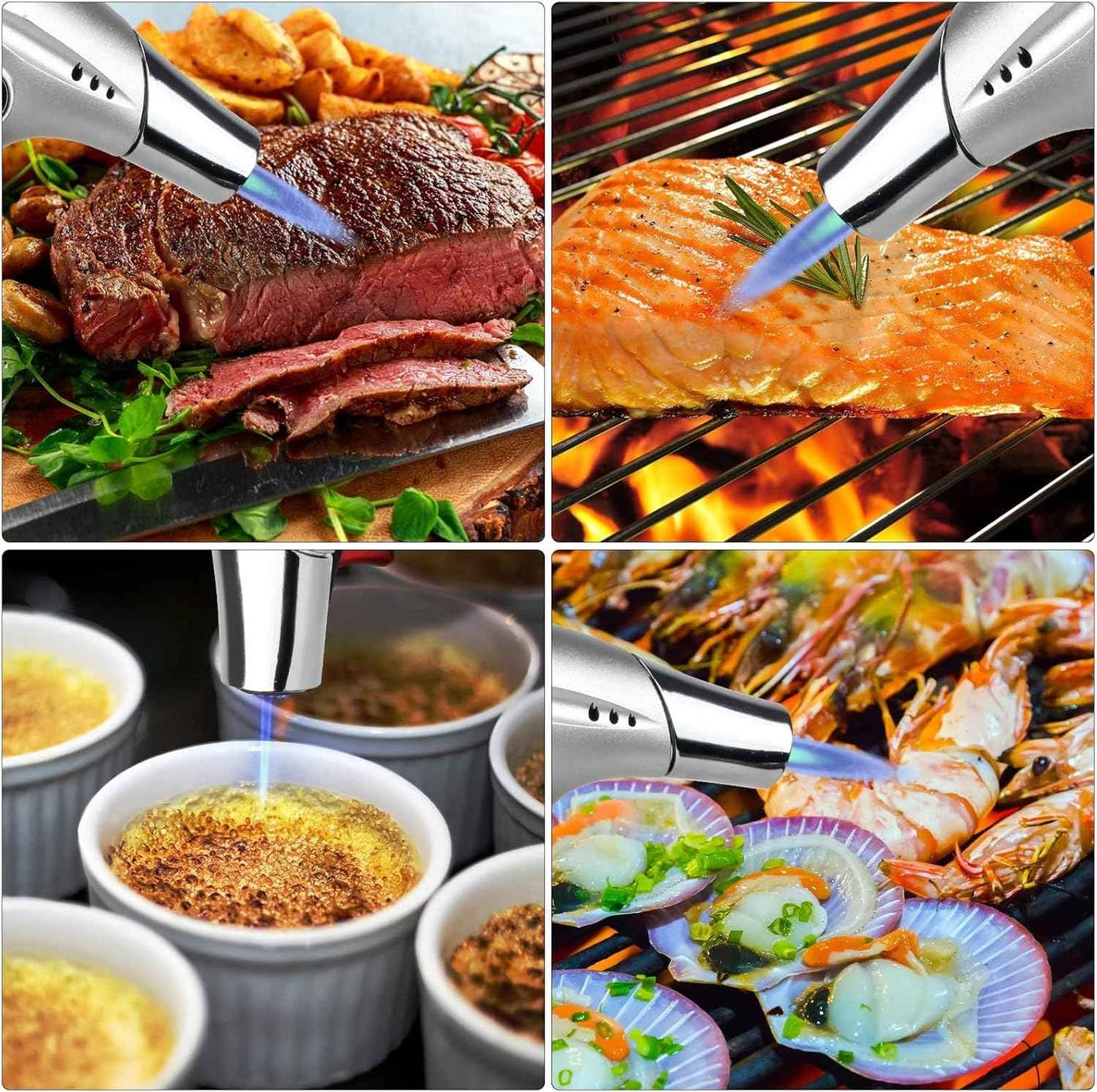 TBTEEK Butane Torch, Kitchen Torch Cooking Torch with Safety Lock & Adjustable Flame for Cooking, BBQ, Baking, Brulee, Creme, DIY Soldering(Butane Not Included)