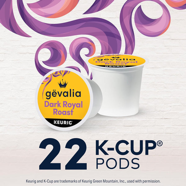 Gevalia Dark Royal Roast Dark Roast K-Cup Coffee Pods, 22-count box, Keurig compatible