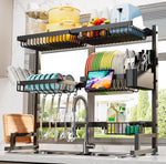 Over the sink dish drying rack with adjustable height and length