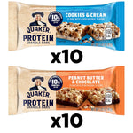 Quaker Protein Granola Bars, 2 Flavor Variety Pack, 10g Protein, 1.41 oz Bars, 20ct