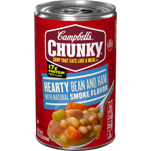 Campbell's Chunky Hearty Bean Soup with Ham, 19 Oz Can, Protein Rich, Microwaveable, Pantry Staple