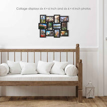 Melannco 18x23 Inch Black Collage Picture Frame - Multi-photo Frame with 12 Openings - Six 6x4 and Six 4x6 Slots - Wall Mounted Gallery Frame for Family Photos - Home Decor Multi-picture Frame