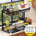 Adjustable Over Sink Dish Drying Rack with Snap-On Design