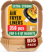 250 pcs Air Fryer Liners, Disposable Airfryer Paper Liners – Non-Stick and Oil Proof for Easy Cleanup, Great for Oven, Pans & Baking – 8” Square for 5-8 qt Basket by Baker's Signature