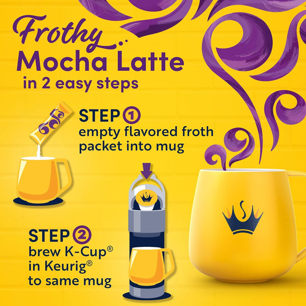 Gevalia Frothy 2-Step Artificially Flavored Mocha Latte Espresso Style K-Cup Coffee Pods & Froth Packets Kit