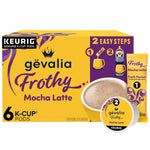 Gevalia Frothy 2-Step Artificially Flavored Mocha Latte Espresso Style K-Cup Coffee Pods & Froth Packets Kit