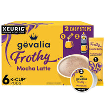 Gevalia Frothy 2-Step Artificially Flavored Mocha Latte Espresso Style K-Cup Coffee Pods & Froth Packets Kit