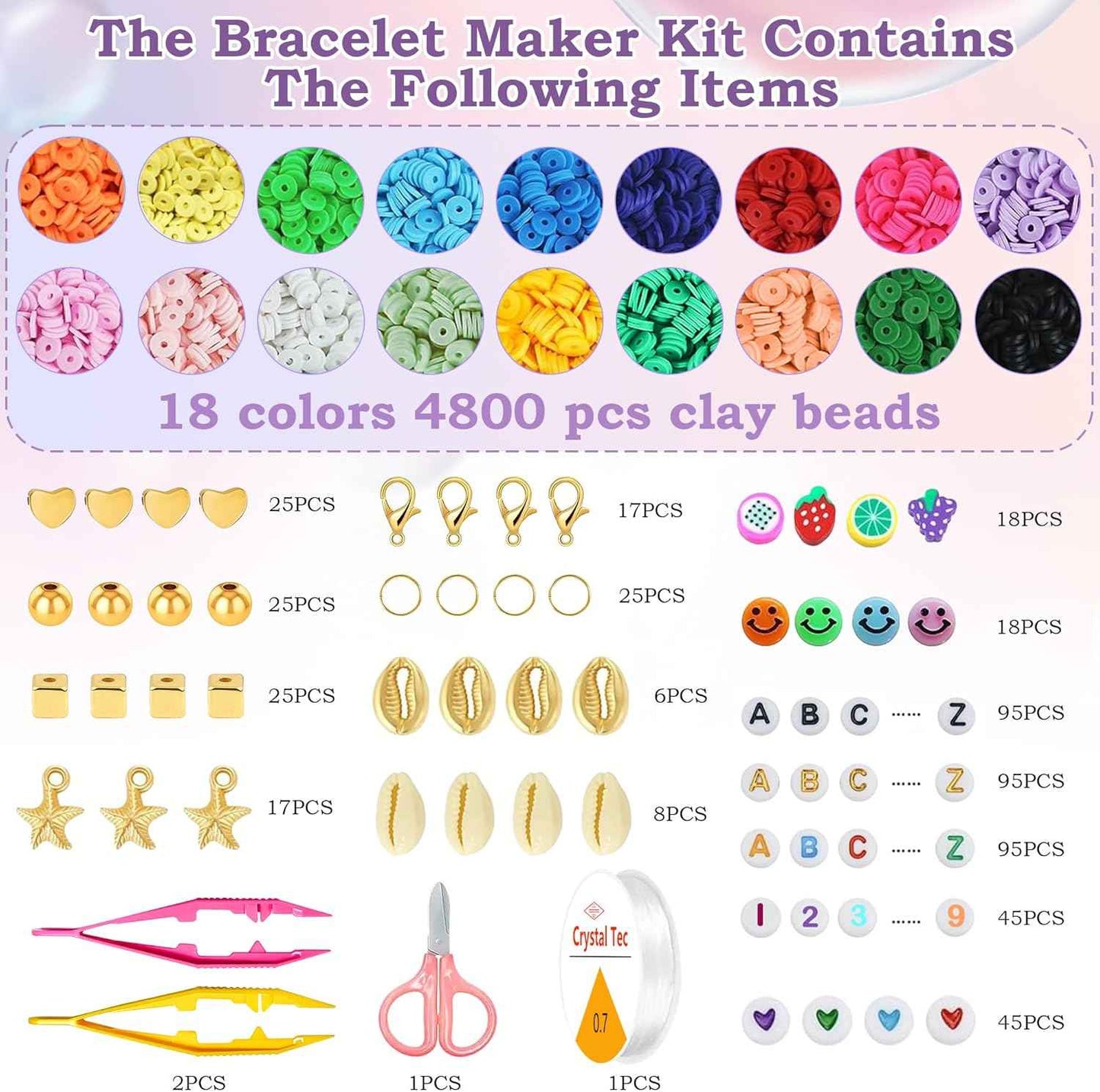 OHOME Stocking Stuffers - 5300 Clay Beads Bracelet Making Kit,Arts and Crafts for Kids Ages 8-12,Christmas Gifts Crafts Games Toys for 3-10 Year Old Birthday,Christmas Gifts for Grandkids