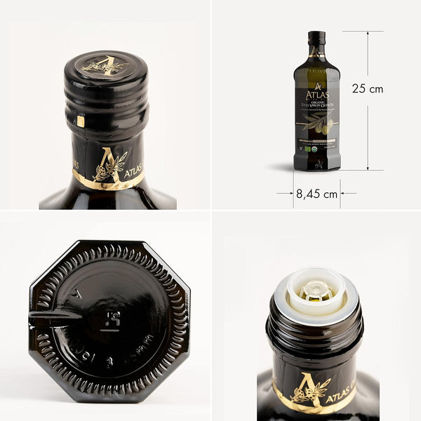 Atlas 750 mL Organic Cold Press Extra Virgin Olive Oil in Glass Bottle from Morocco