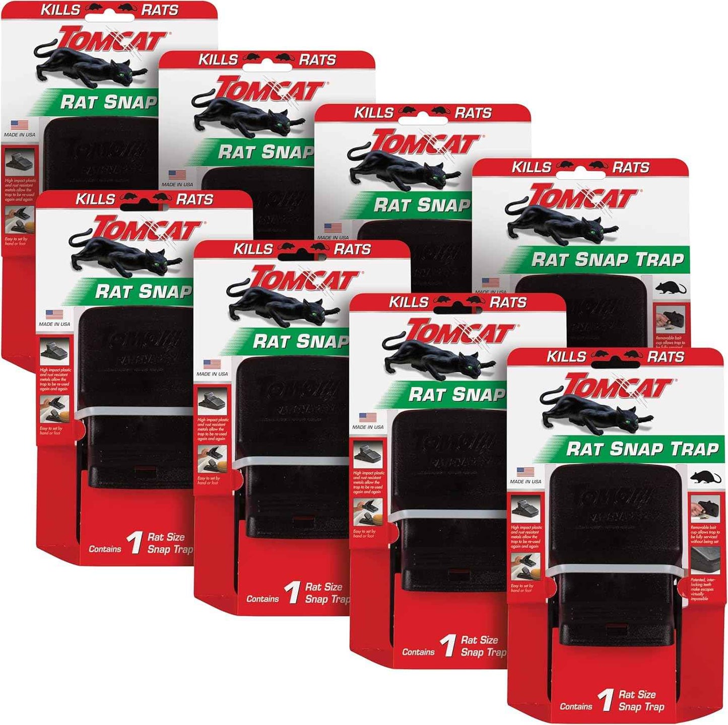 Tomcat Rat Snap Trap, 1 Rat Size Trap - Reusable - Effectively Kill Rats - Ideal for Home and Farm Use