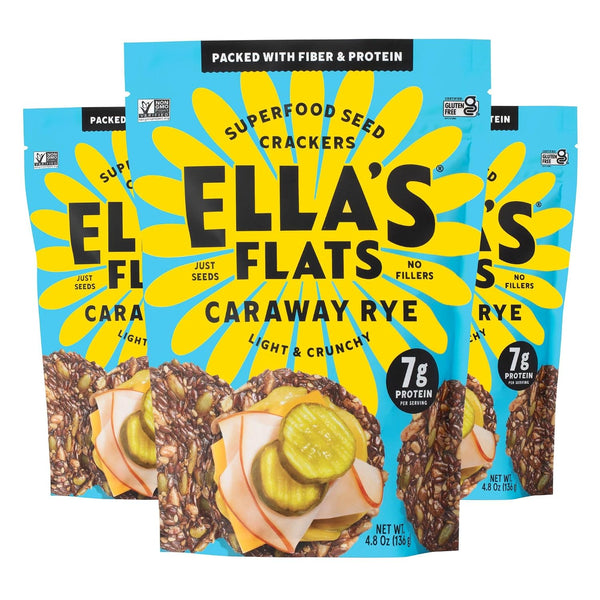 ELLA’S FLATS® Sesame All Seed Savory Crisps – All Natural, Gluten Free, Good Source of Protein, High Fiber, Vegan and Keto Friendly (3 Pack)