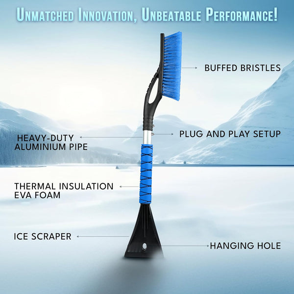 EcoNour 27 inch car snow brush and ice scraper 2 pack for windshield snow removal and ice scraping winter car accessories